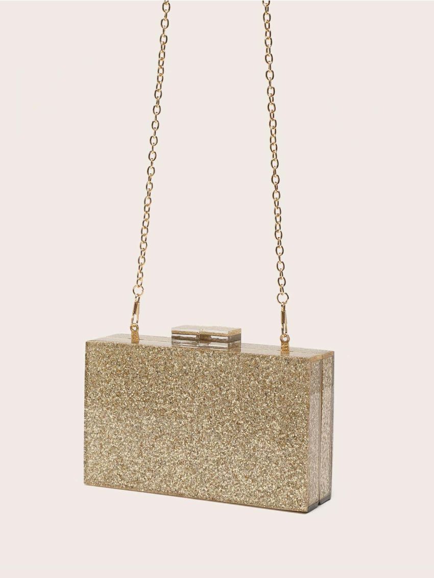 Mini Box Bag Glitter Chain Strap For Party
