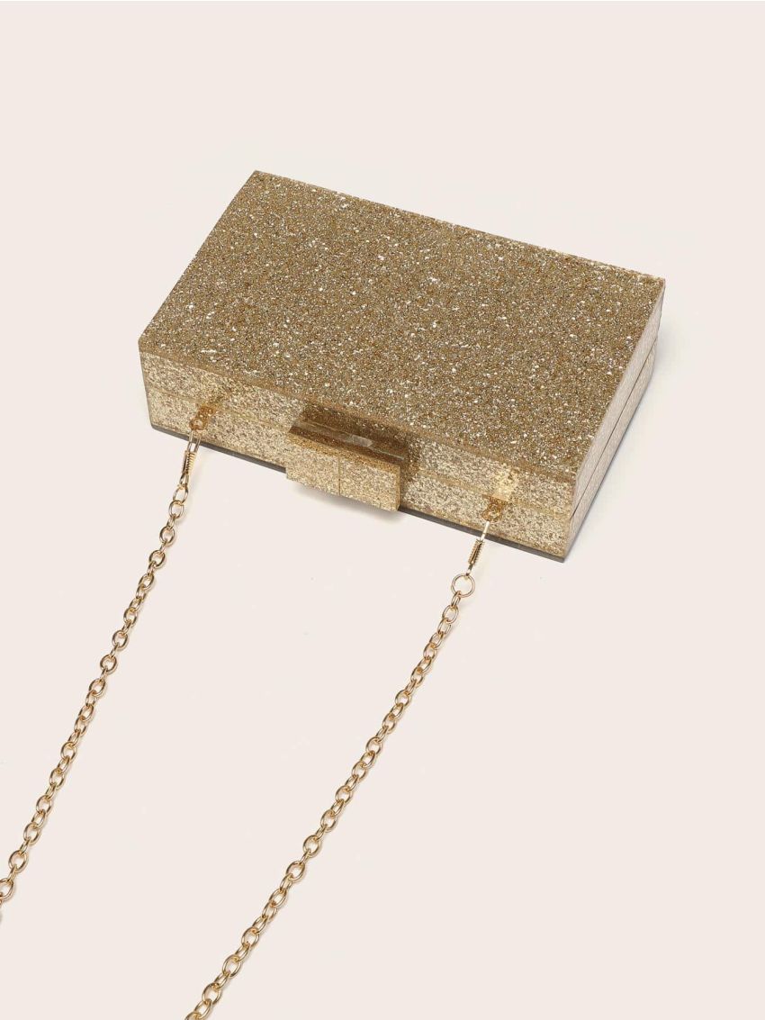 Mini Box Bag Glitter Chain Strap For Party