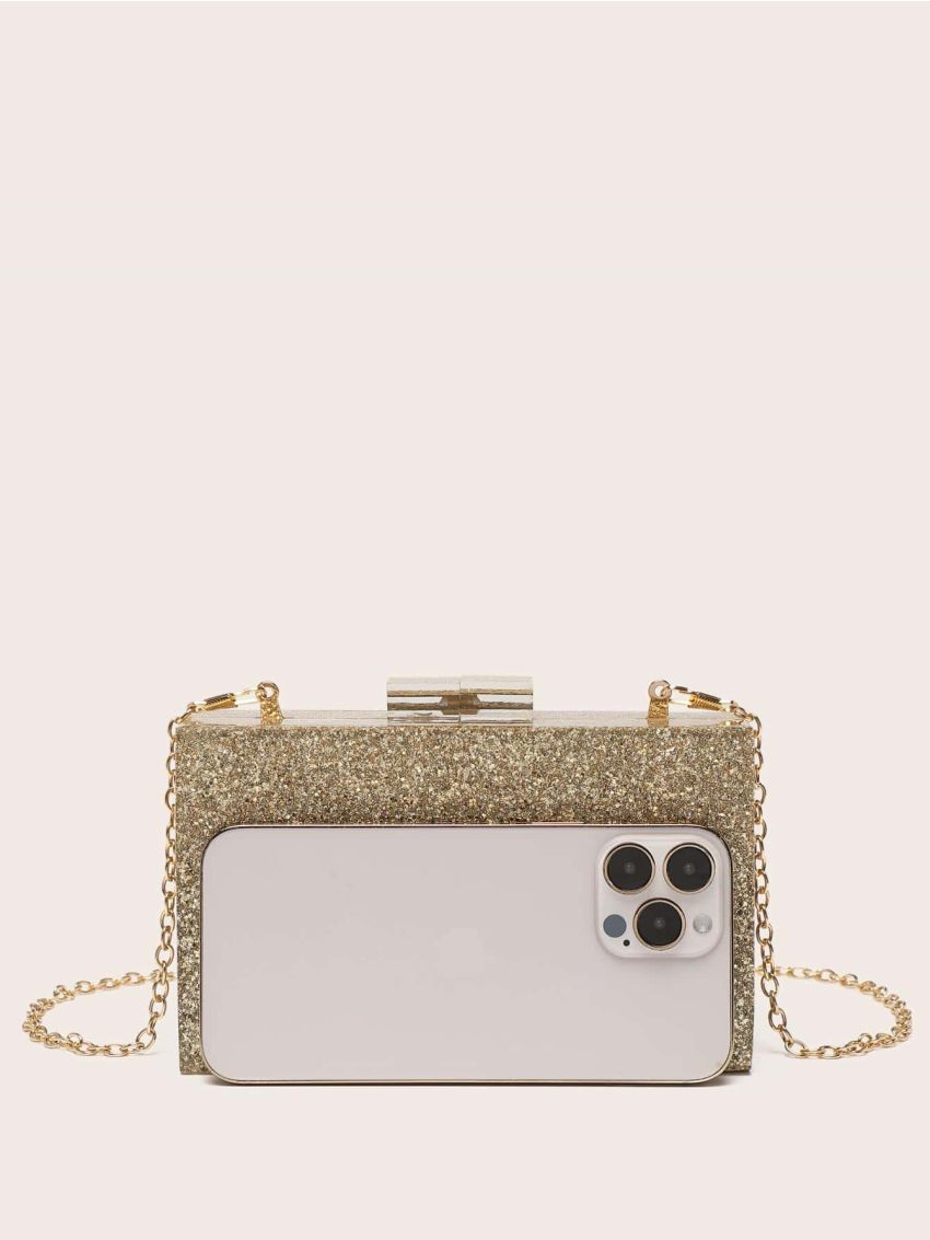 Mini Box Bag Glitter Chain Strap For Party