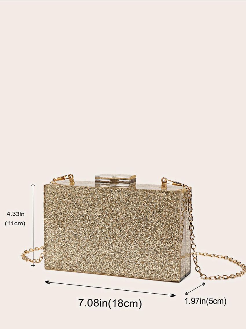 Mini Box Bag Glitter Chain Strap For Party
