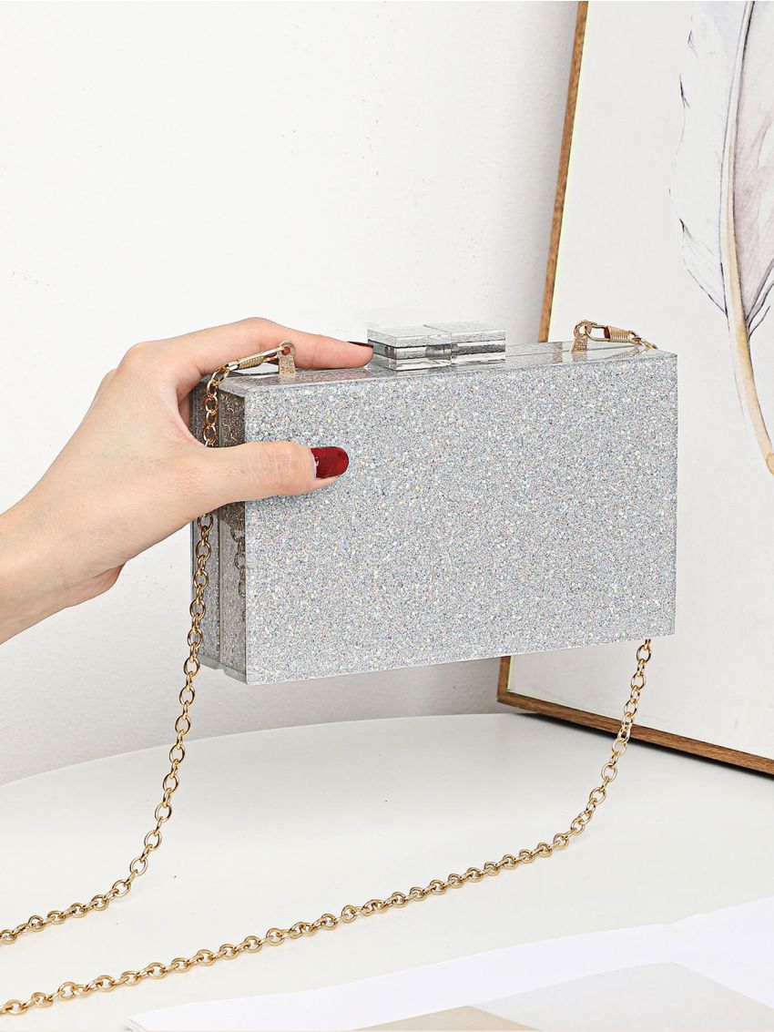 Mini Box Bag Glitter Chain Strap For Party