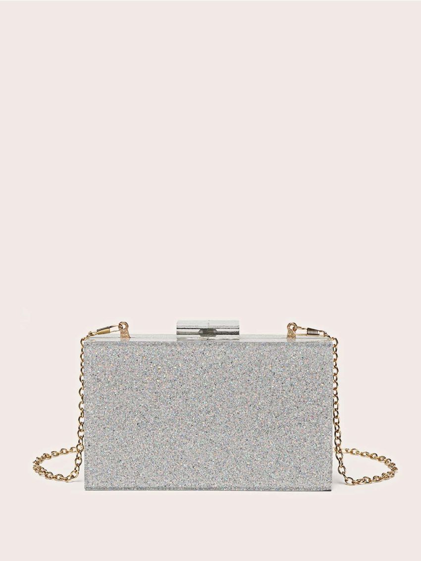 Mini Box Bag Glitter Chain Strap For Party