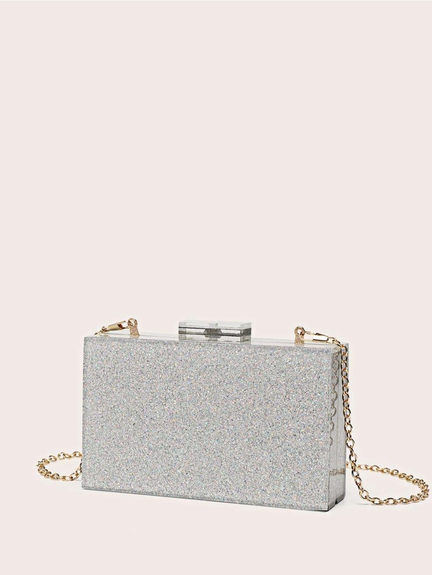 Mini Box Bag Glitter Chain Strap For Party