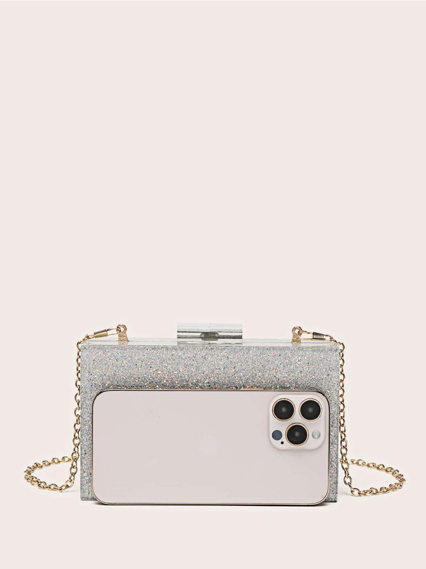 Mini Box Bag Glitter Chain Strap For Party