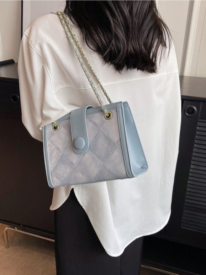 Small Square Bag Colorblock Chain Strap
