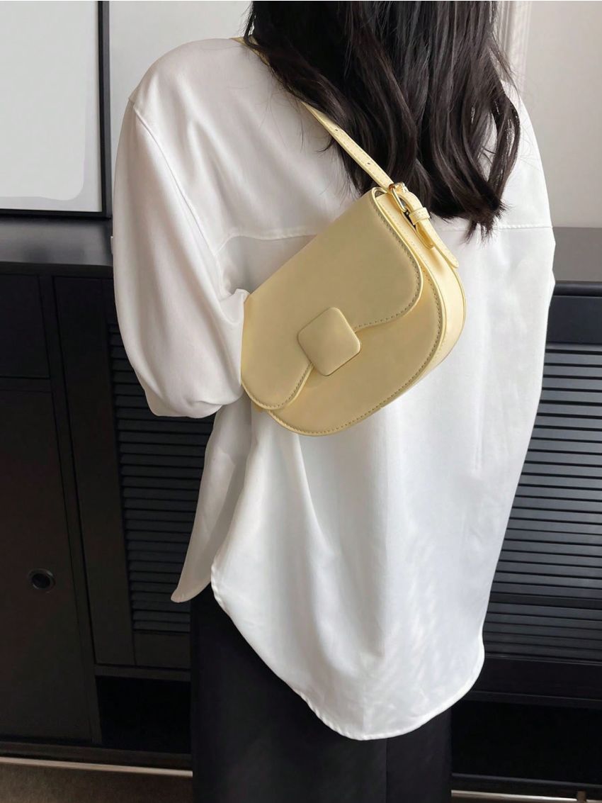 Mini Saddle Bag Yellow Minimalist Flap For Daily