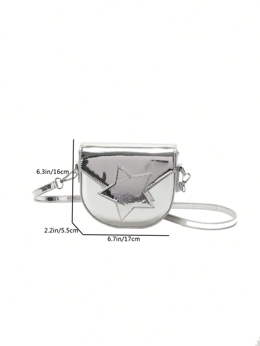 Mini Saddle Bag Star Decor Gold Flap Adjustable Strap