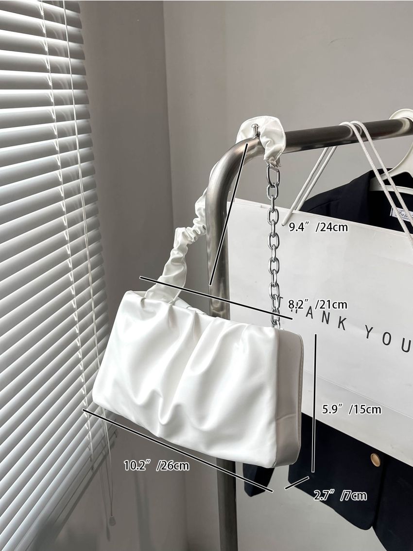 Solid Color Cloud Pleated Handbag For Women PU Bag Leisure Underarm Bag Shopping Shoulder Bag