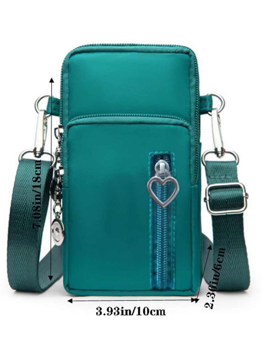 Heart Decor Zip Front Phone Wallet