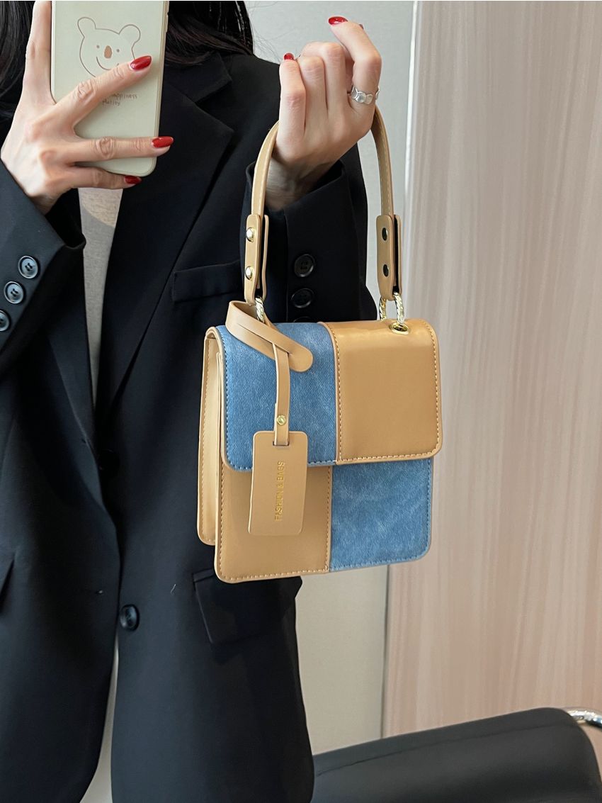 Two Tone Square Bag Flap PU