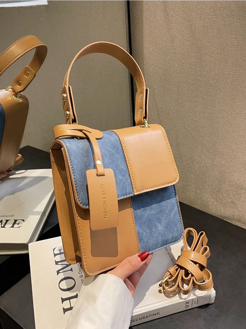 Two Tone Square Bag Flap PU