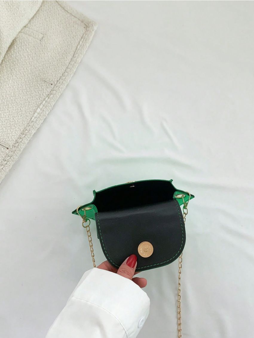 Mini Novelty Bag Crocodile Embossed Flap Chain Metallic PU Funky