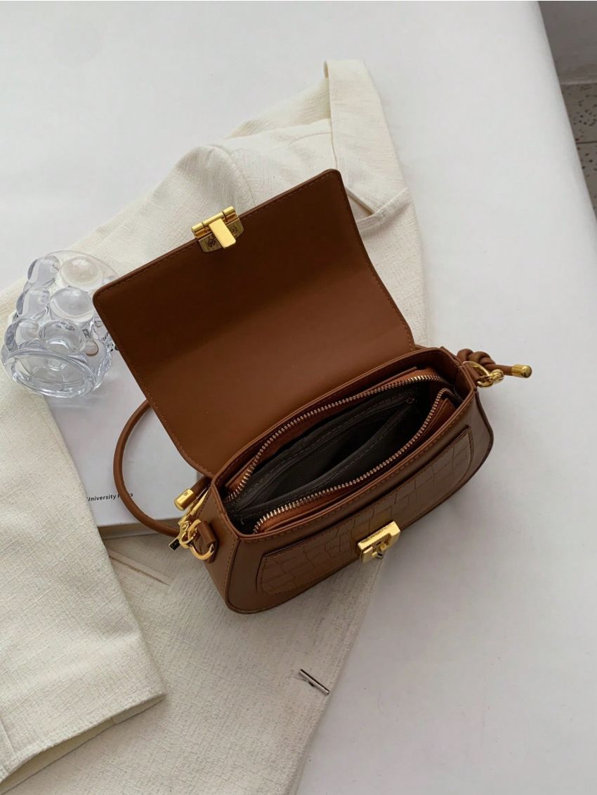 PU Dome Bag Turn-lock Embossed