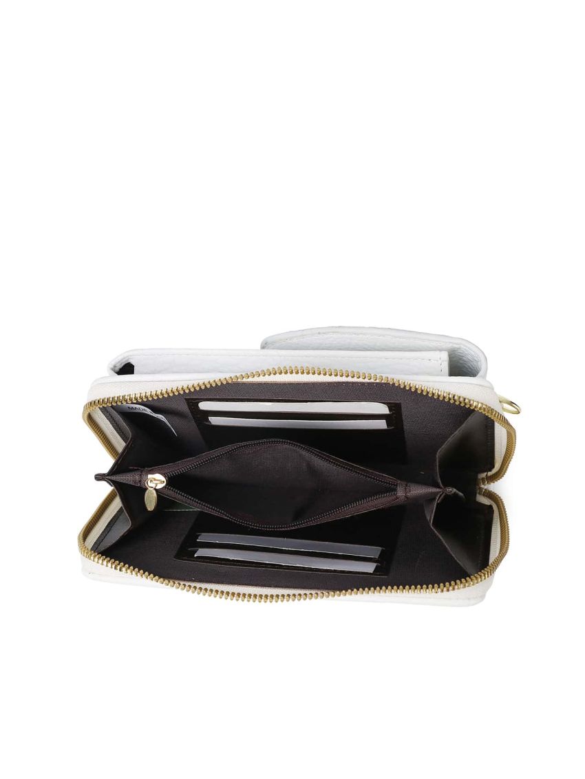 Litchi Embossed Phone Wallet Fashionable Buckle Decor Zipper PU