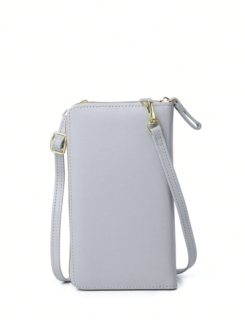 Plaid Pattern Phone Wallet Fashionable Metal Lock Flap PU