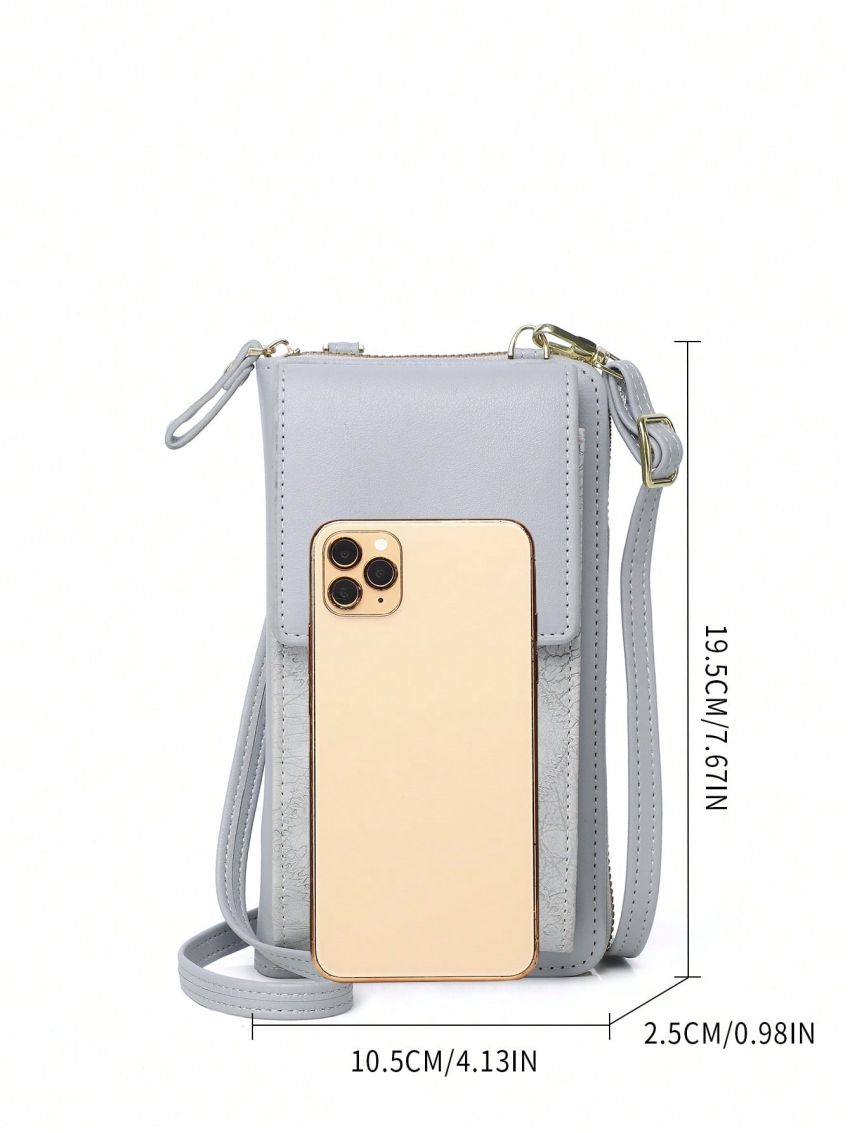 Plaid Pattern Phone Wallet Fashionable Metal Lock Flap PU