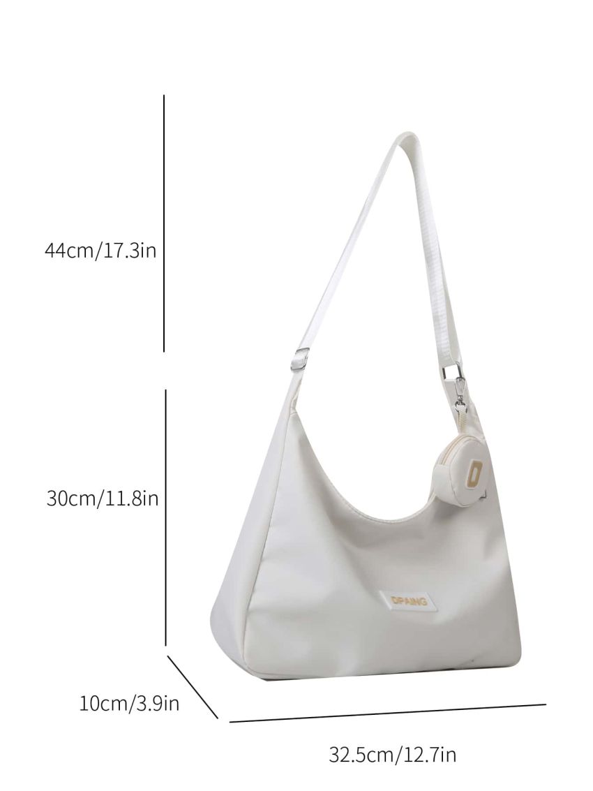 Letter Patch Hobo Bag Casual With Coin Purse