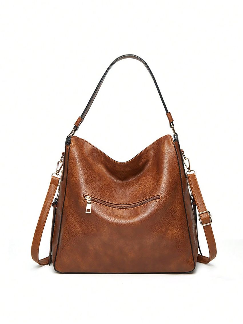 Minimalist Pu Fashion Zipper Crossbody Bag With Removable-Strap