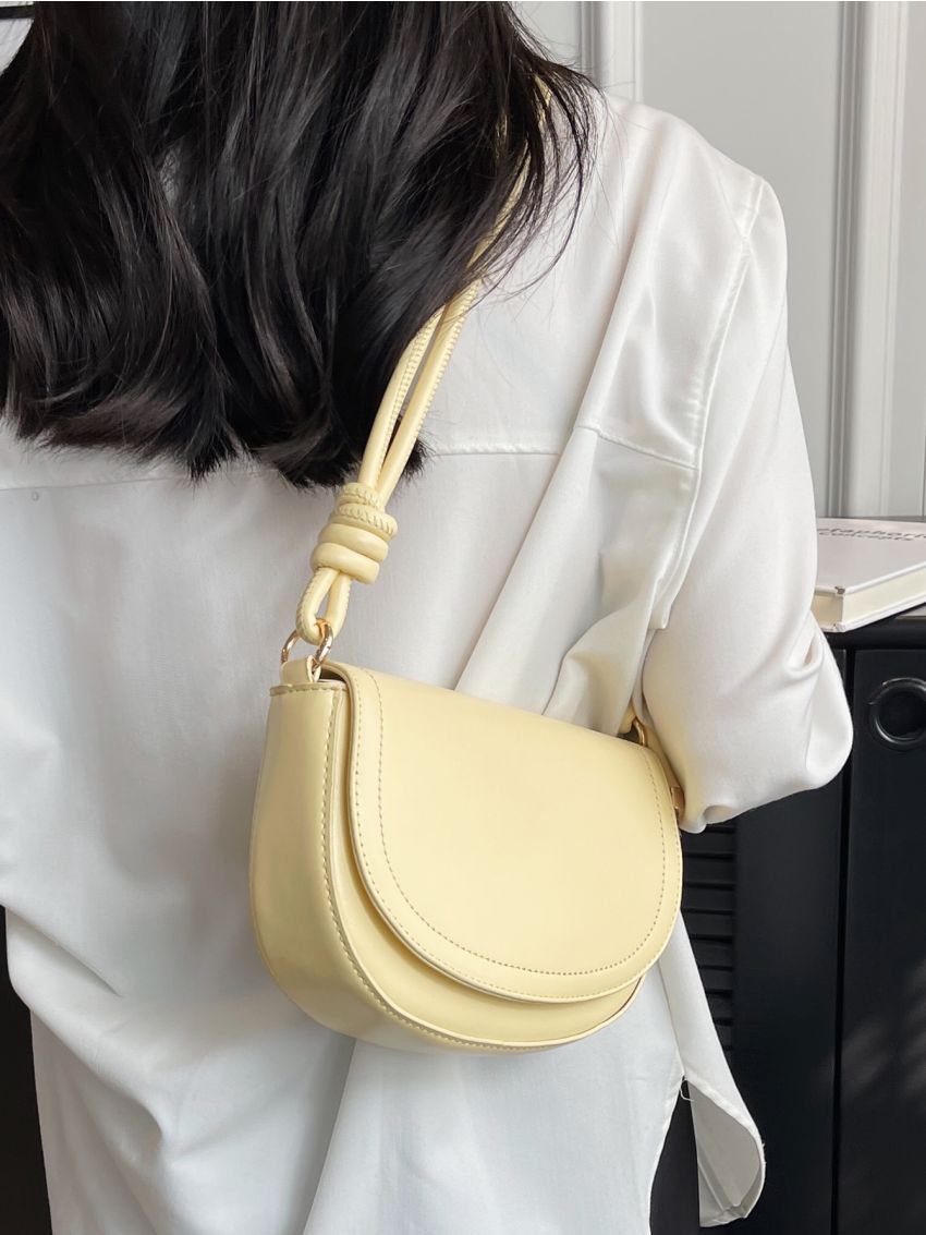 Small Saddle Bag Yellow Minimalist Flap For Daily