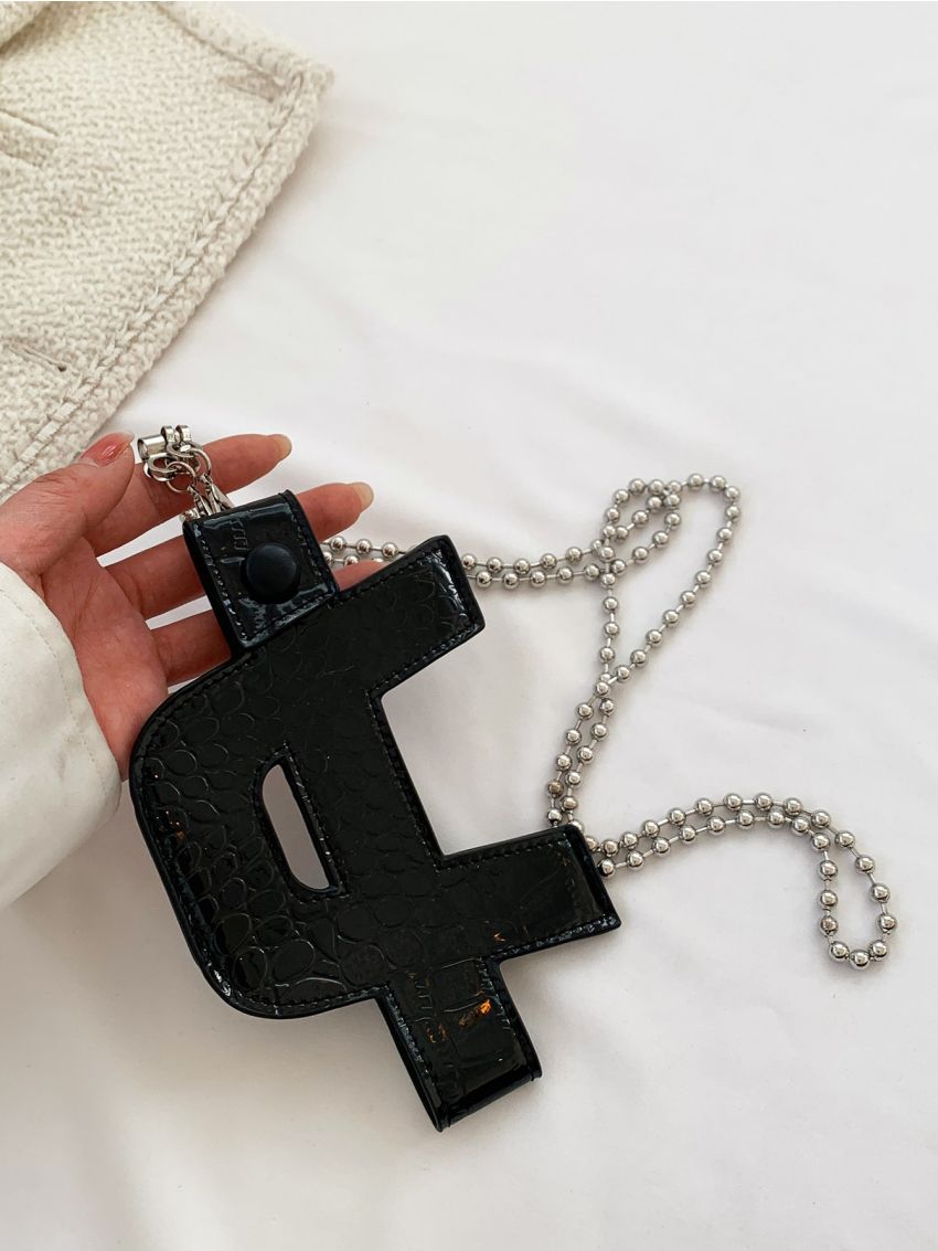 Mini Crocodile Embossed Novelty Bag Black Chain Strap