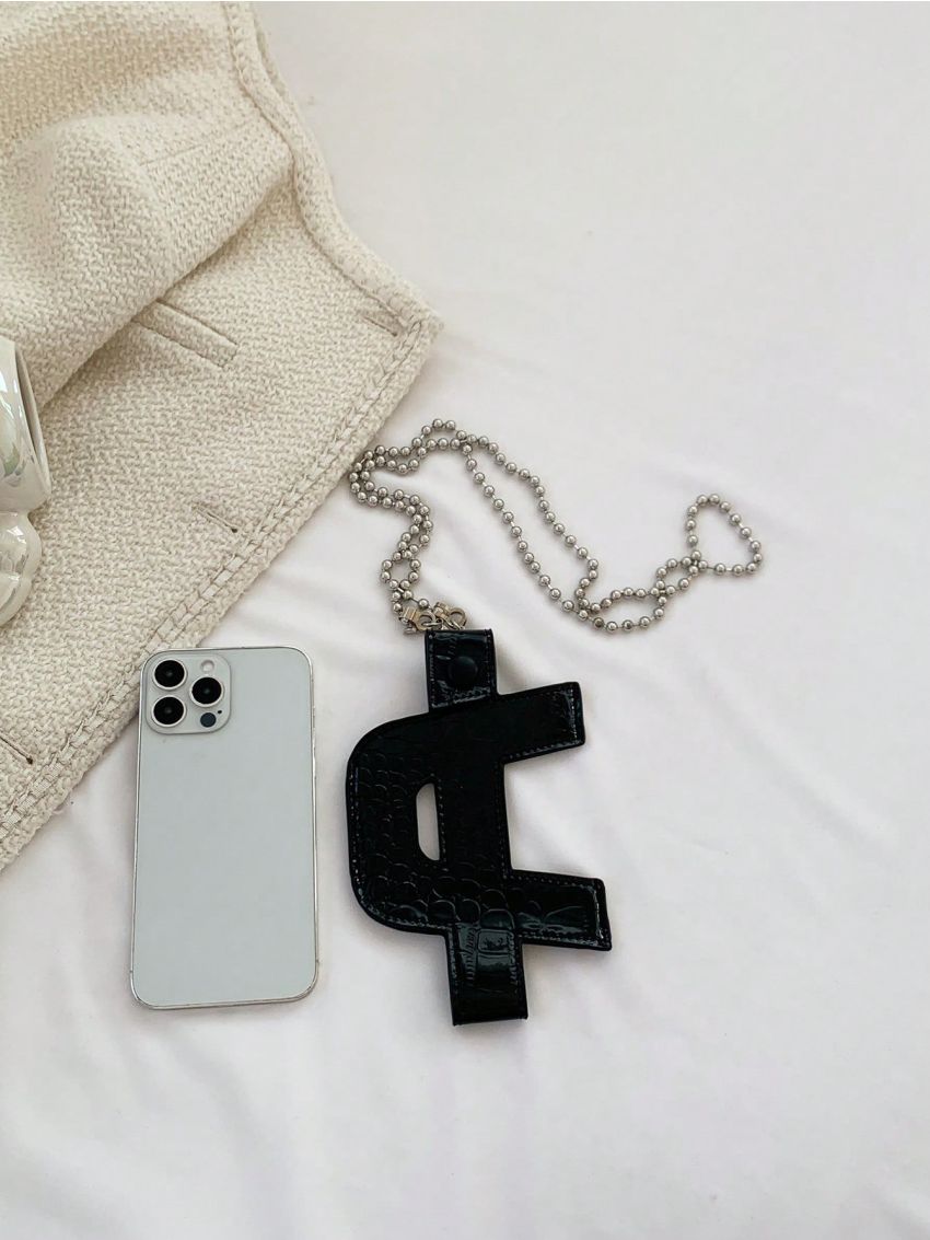 Mini Crocodile Embossed Novelty Bag Black Chain Strap