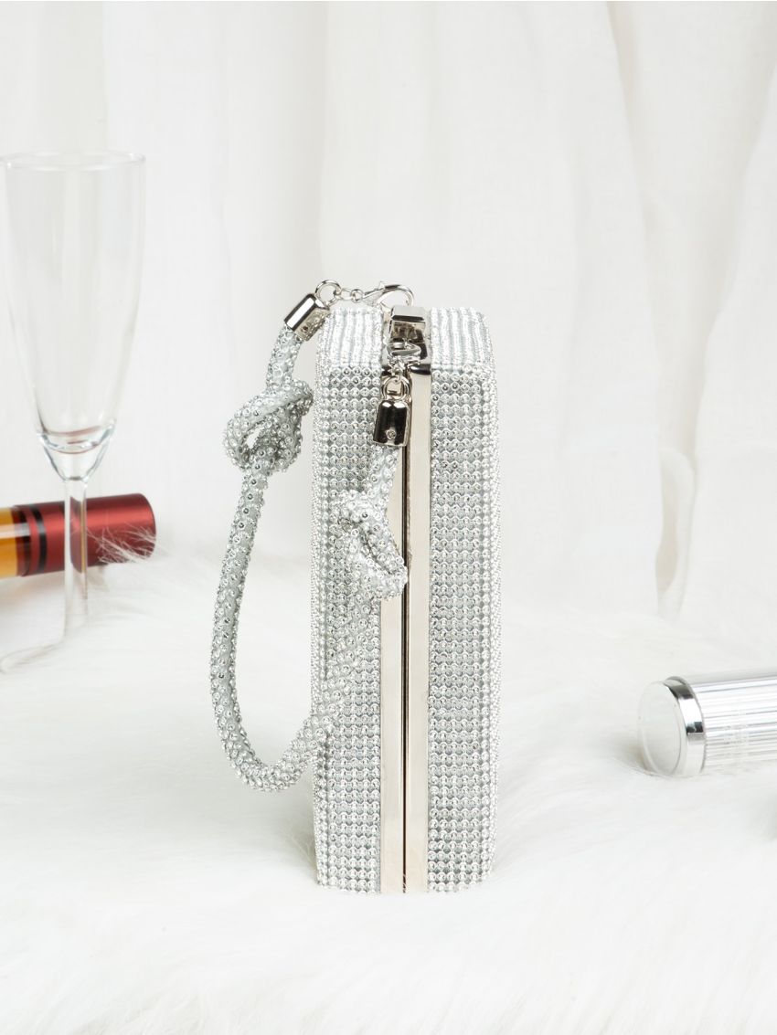 Mini Box Bag Rhinestone Decor Top Handle For Party