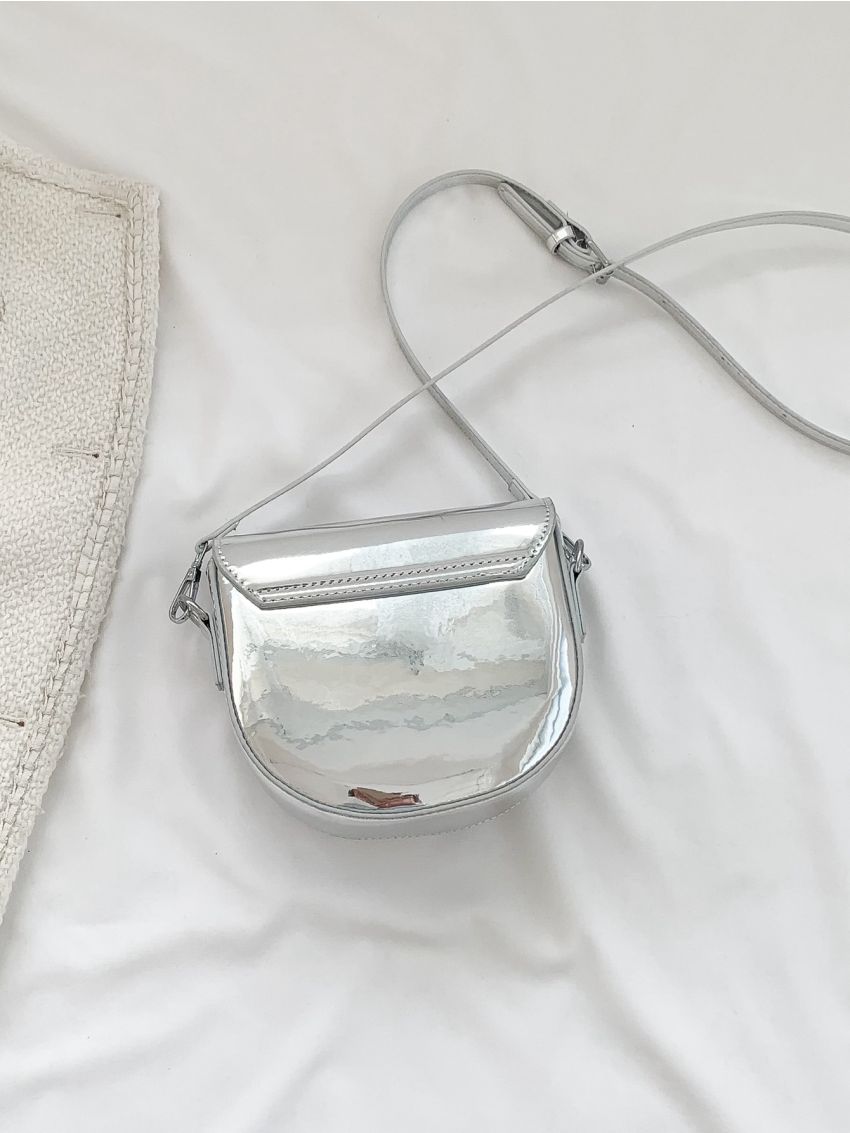 Mini Saddle Bag Star Decor Gold Flap Adjustable Strap