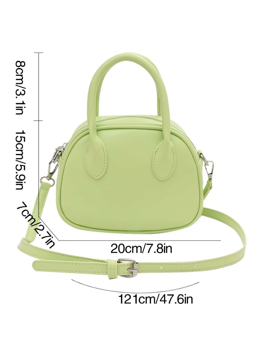 Mini Square Bag Minimalist Pink Double Handle Zipper PU