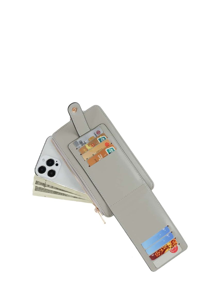 Gray Phone Wallet Credit Card Holder For Daily