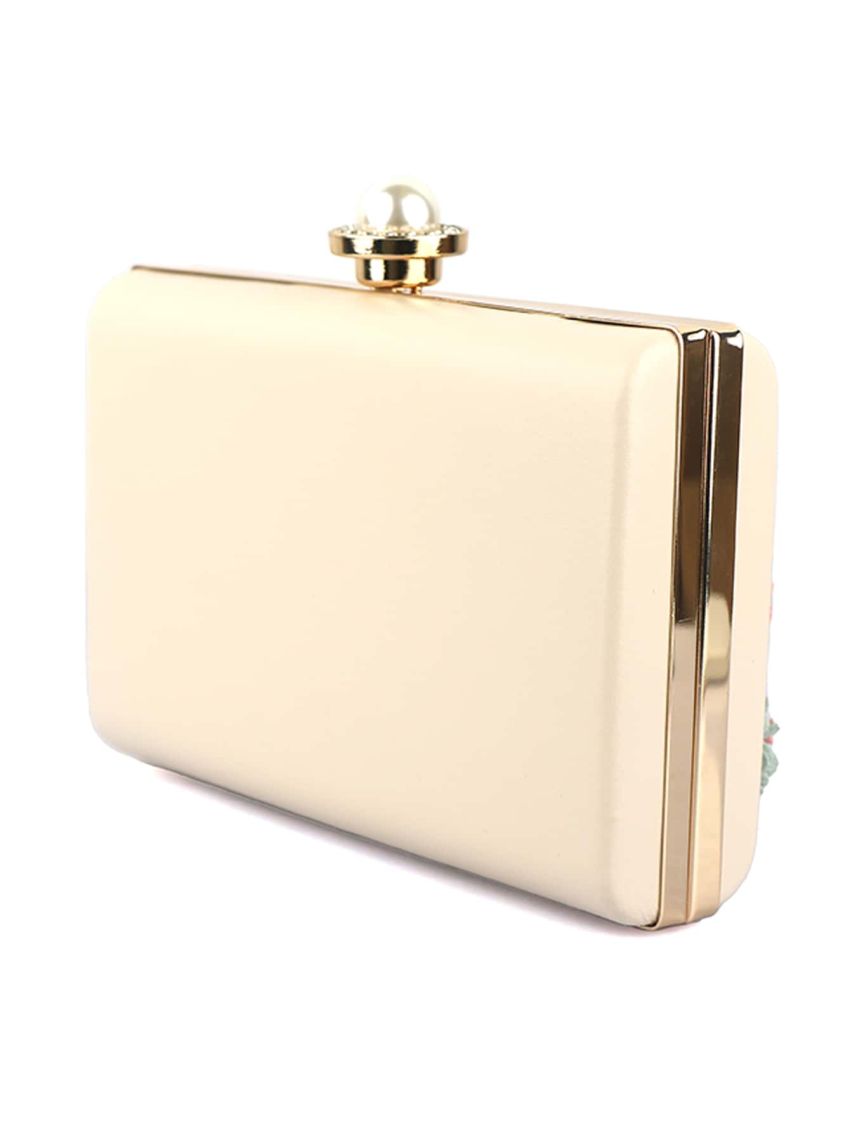 Mini Box Bag Fashionable Faux Pearl & Flower Decor Chain PU For Party