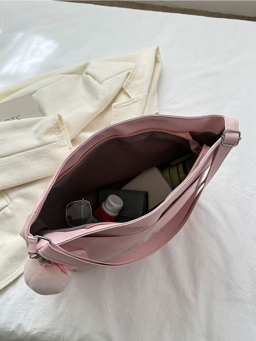 Zipper Shoulder Bag Adjustable Strap PU