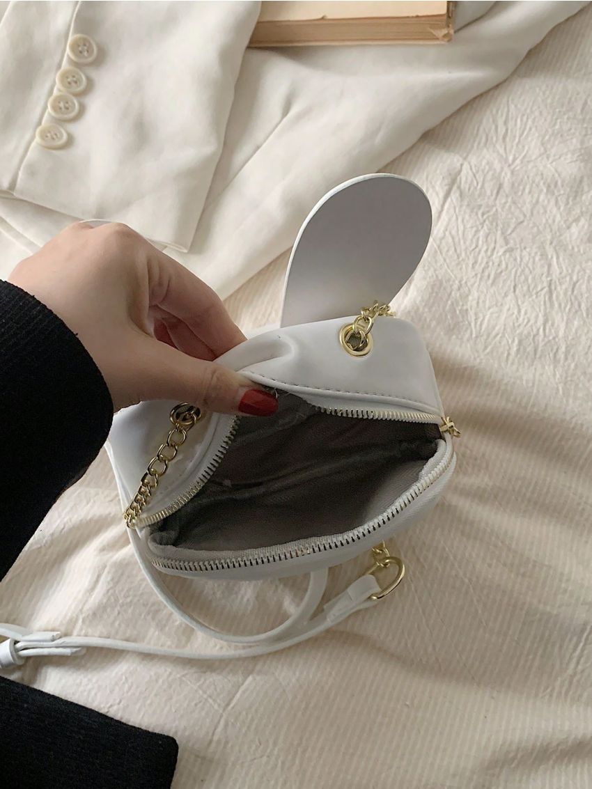 Mini Novelty Bag Fashionable Rabbit Ear Decor Turn-lock Chain PU