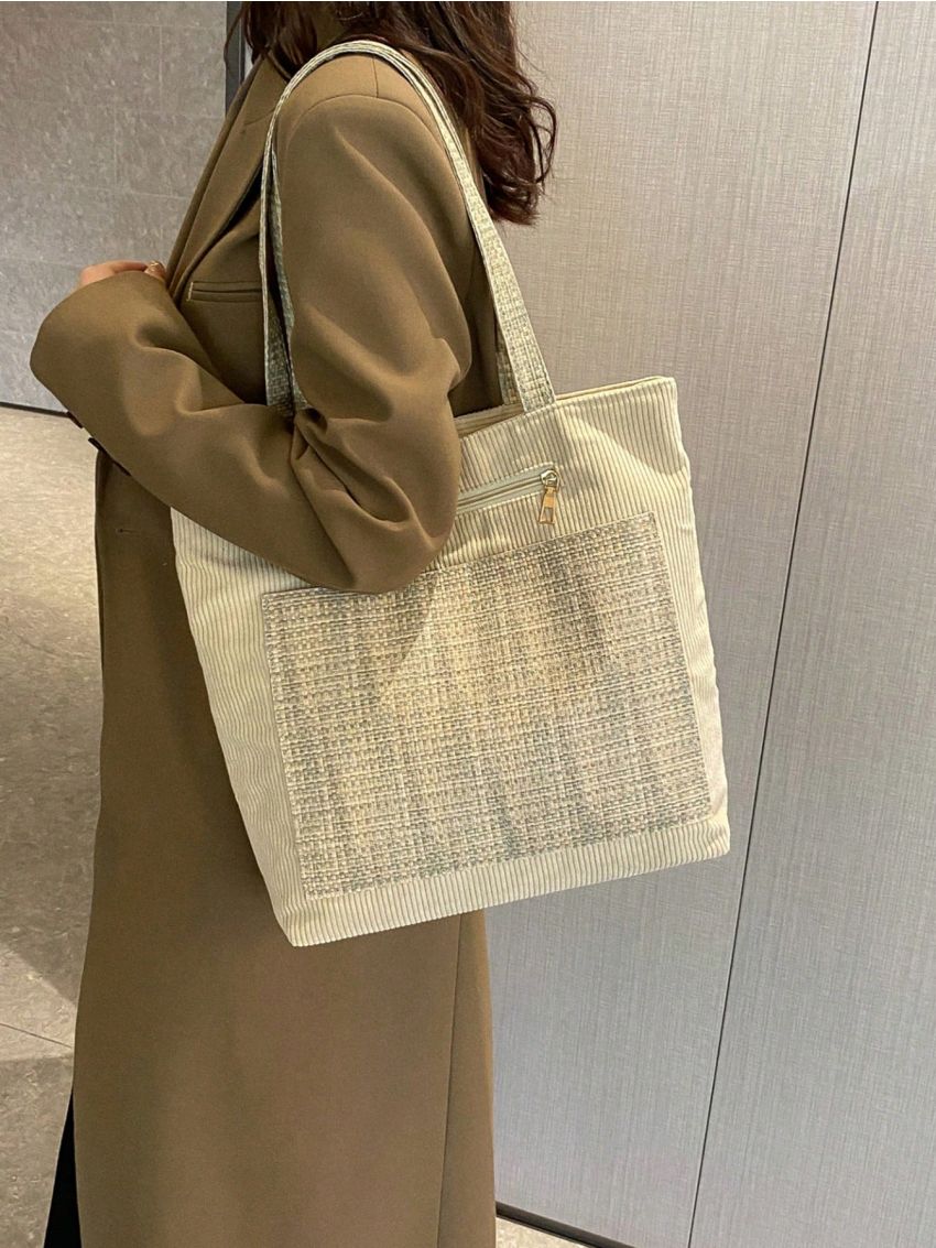 Small Shoulder Tote Bag Double Handle Colorblock