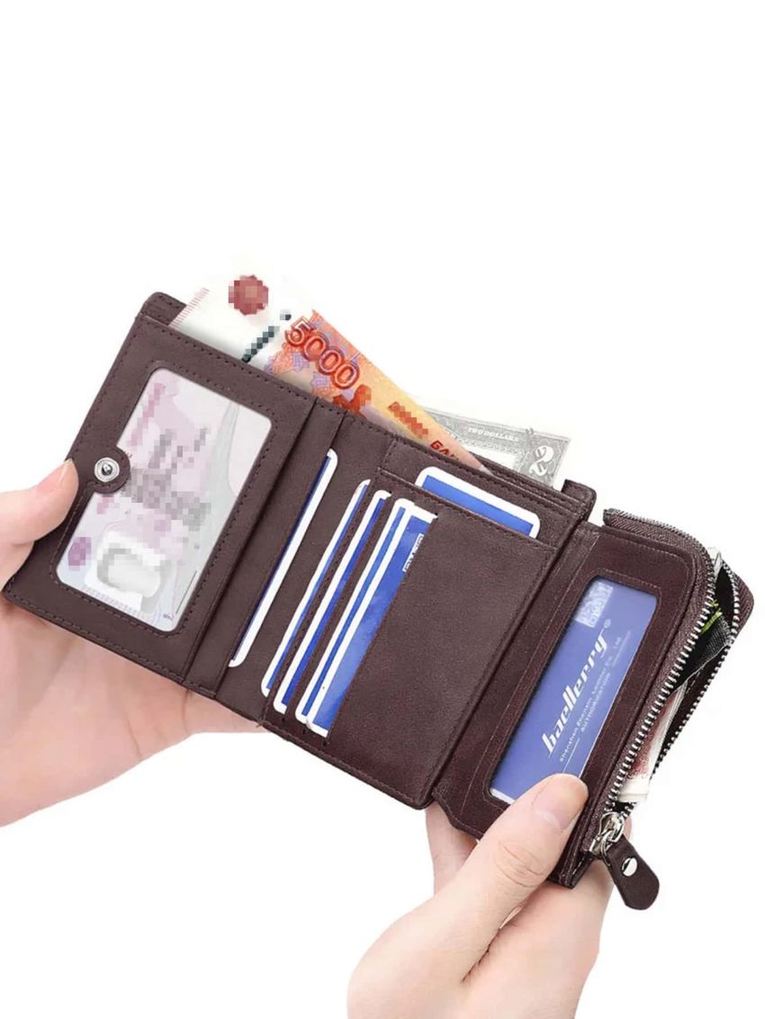 Fashion Men Wallet PU Short Design Zipper Credit Card Holder Purse Wallet