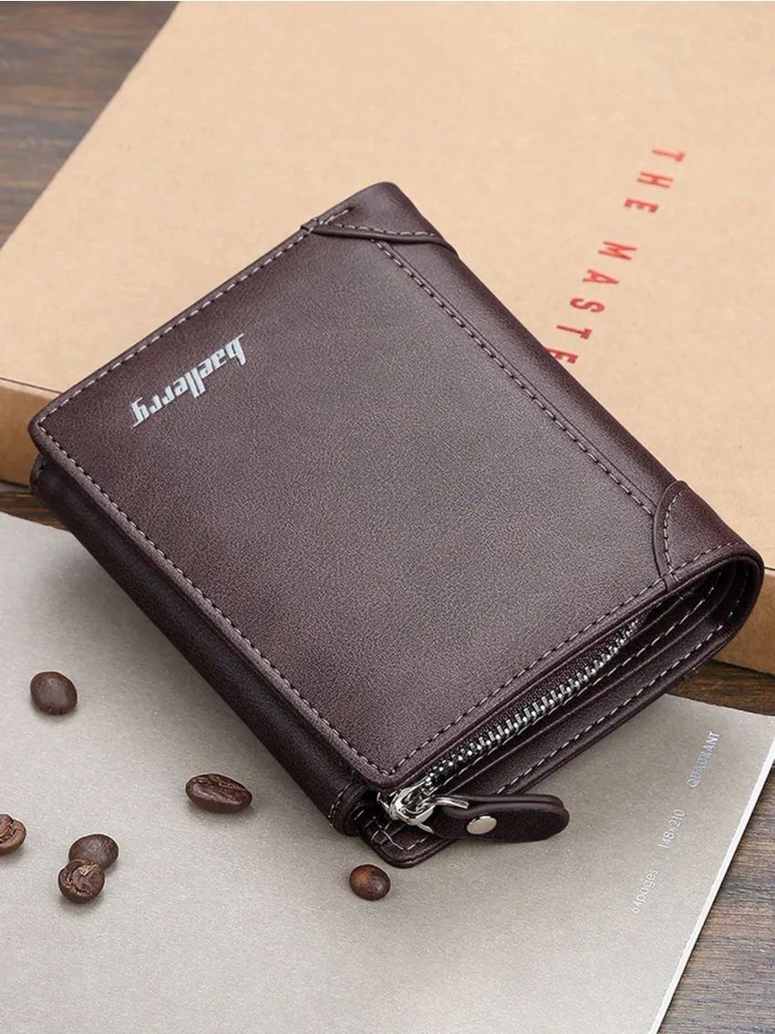 Fashion Men Wallet PU Short Design Zipper Credit Card Holder Purse Wallet
