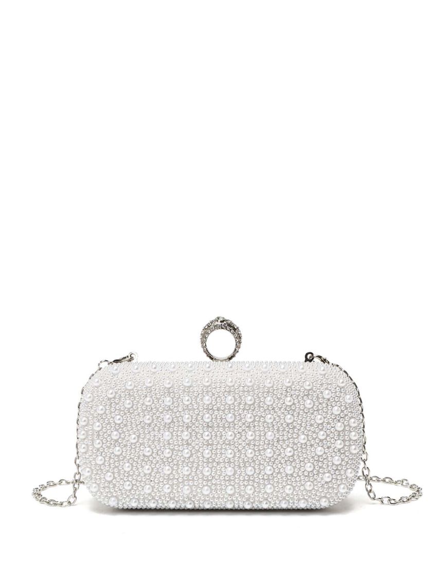 Mini Box Bag Faux Pearl Decor Chain Strap For Prom