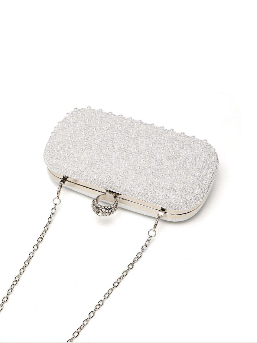 Mini Box Bag Faux Pearl Decor Chain Strap For Prom