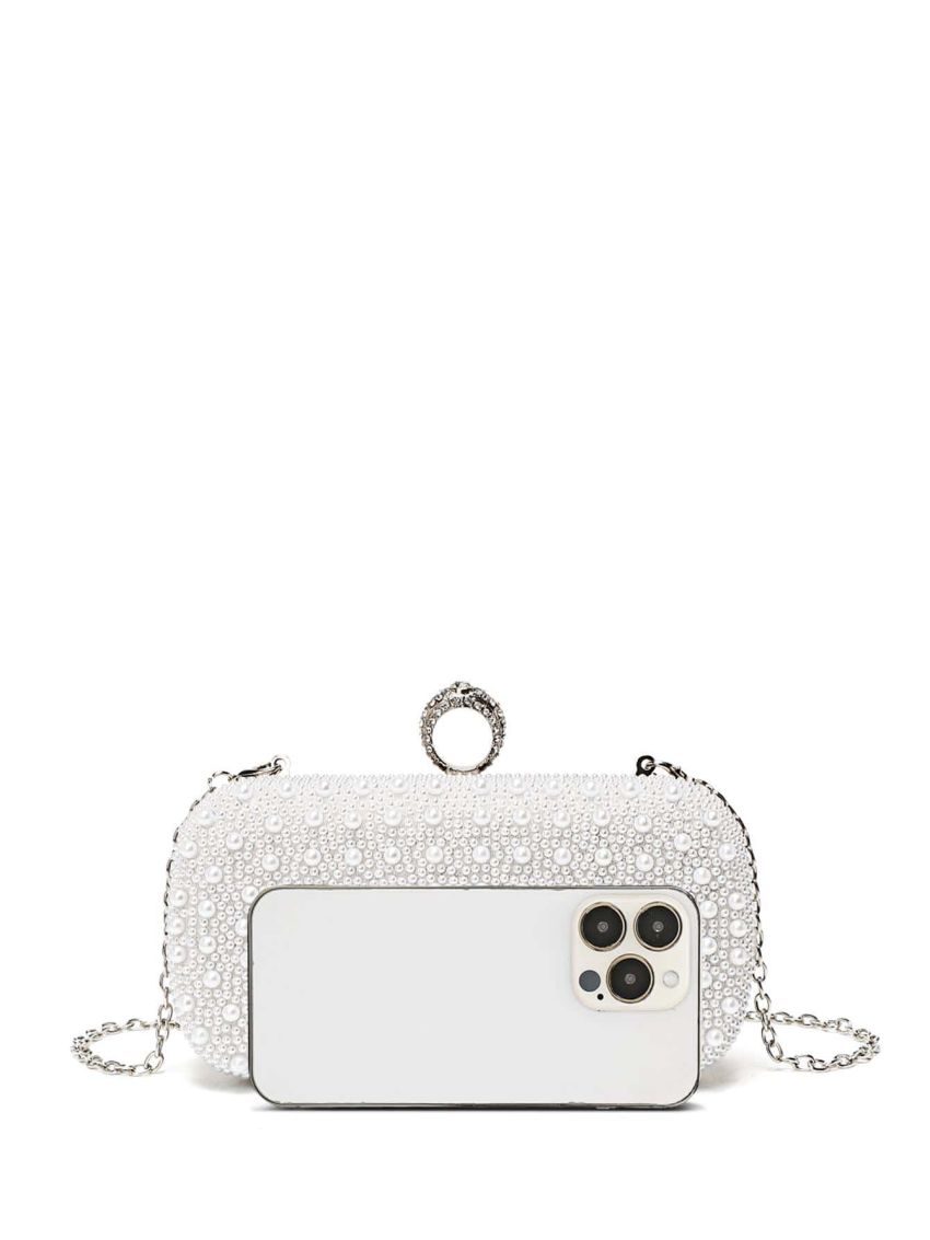 Mini Box Bag Faux Pearl Decor Chain Strap For Prom