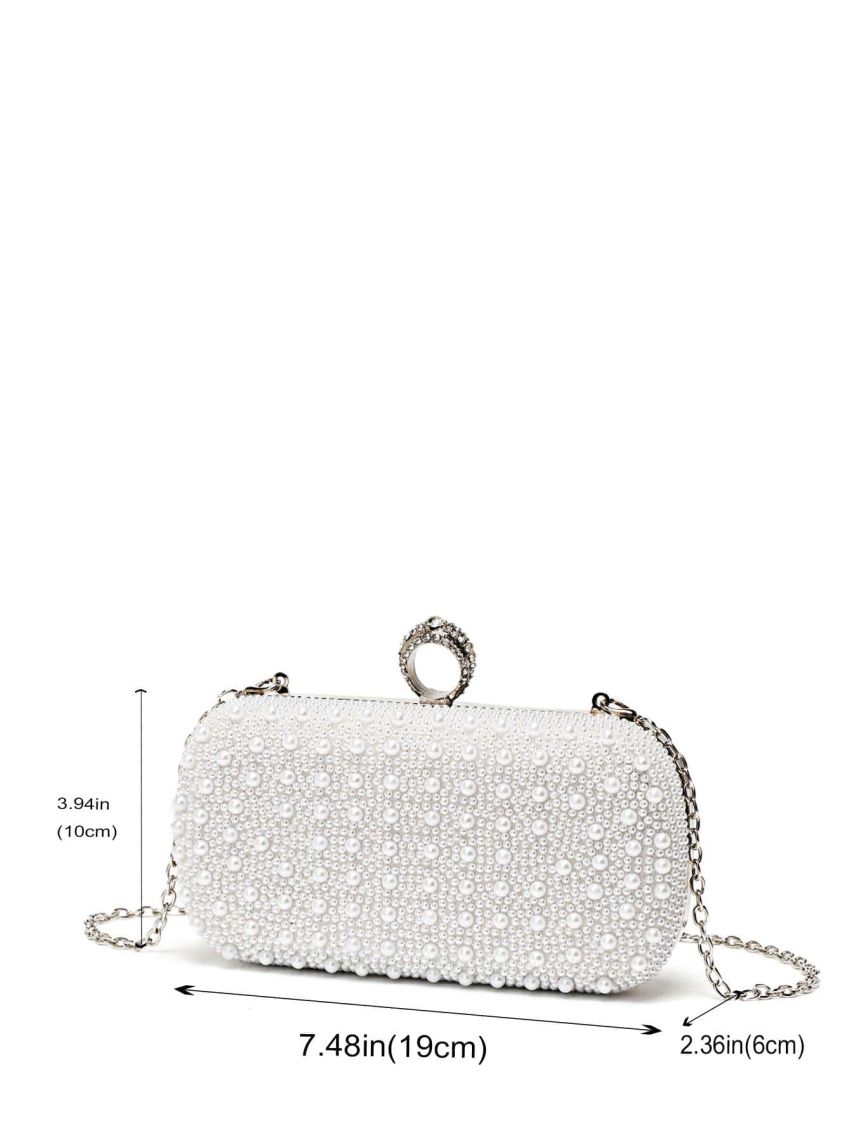 Mini Box Bag Faux Pearl Decor Chain Strap For Prom