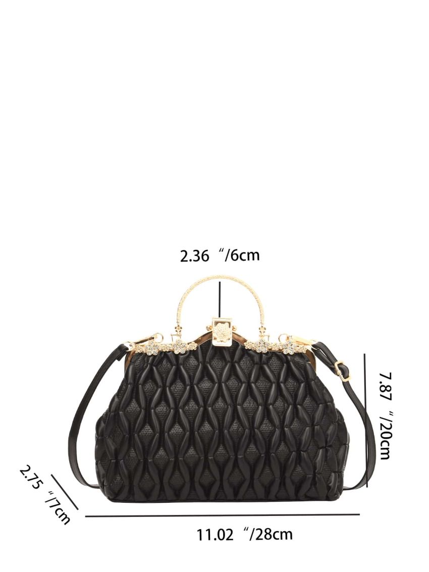 Embossed Detail Square Bag Black