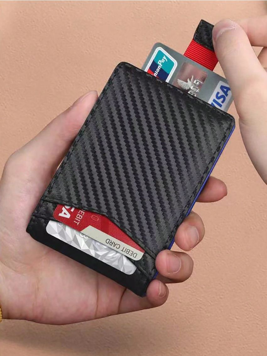 Black Card Holder Geometric Pattern PU Multi-Card Card Organizer for Storage Credit Cards