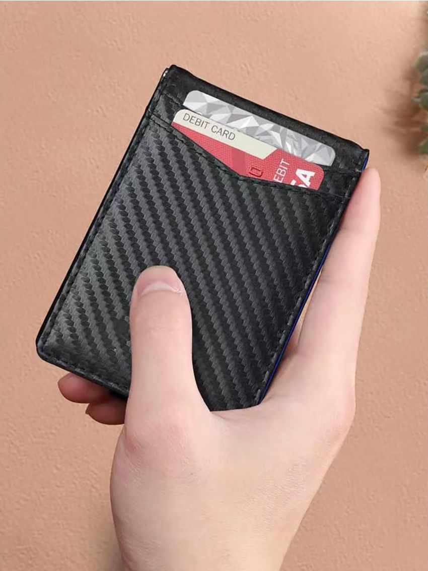 Black Card Holder Geometric Pattern PU Multi-Card Card Organizer for Storage Credit Cards