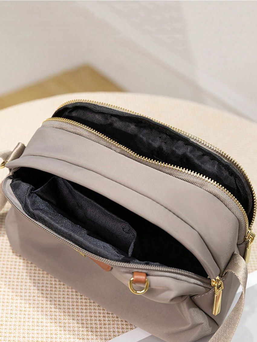 Small Square Bag Metal Decor Zipper