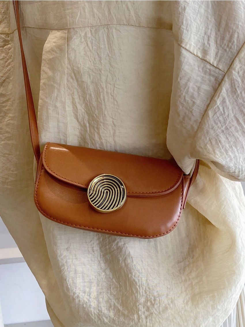 Mini Square Bag Metal Decor PU