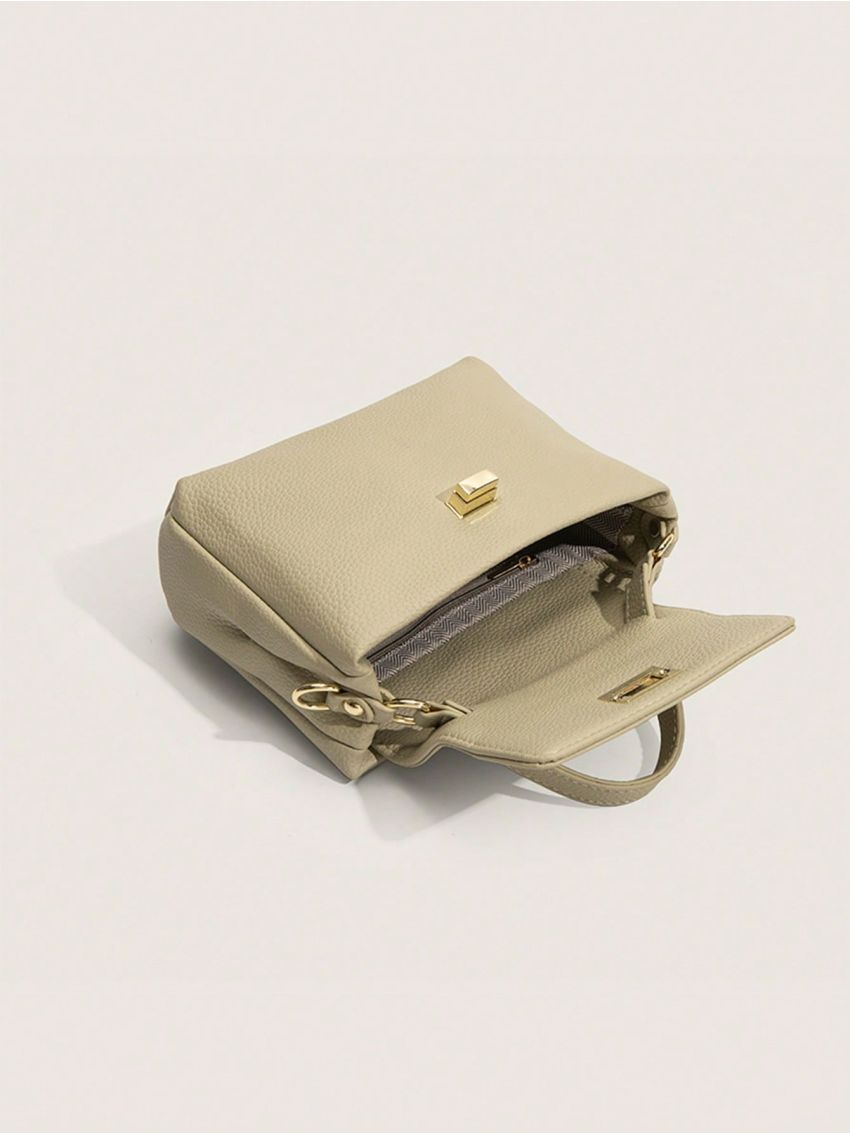 PU Square Bag Turn-lock Litchi Embossed Mini