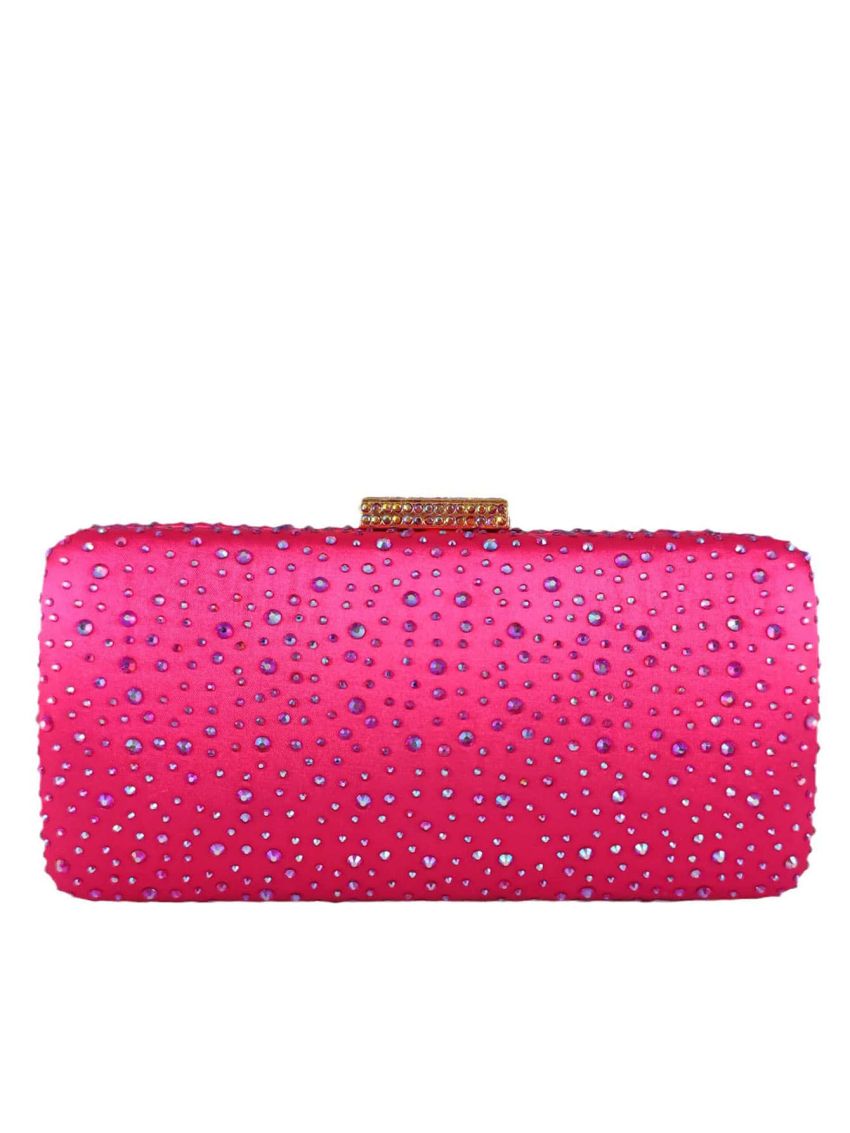 Mini Box Bag Satin Rhinestone Decor Chain Strap