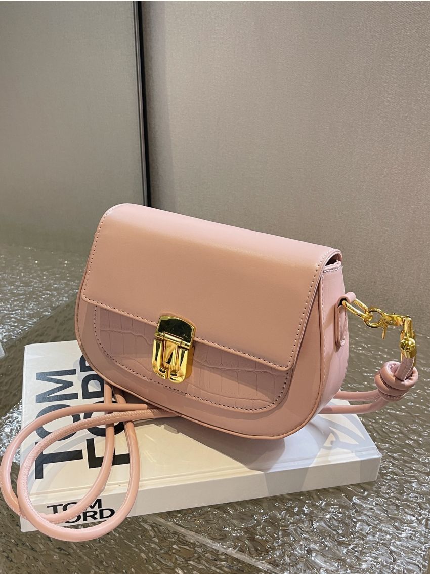 Small Flap Saddle Bag Embossed Detail Metal Decor