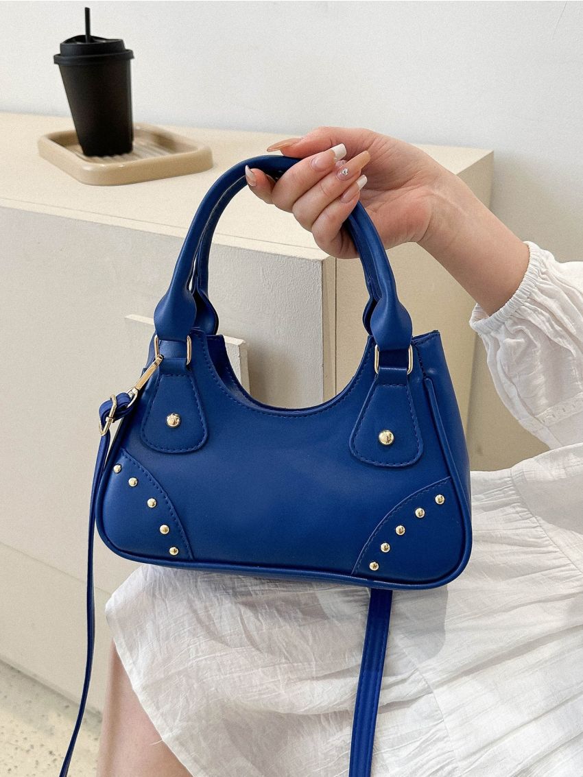 Studded Decor Shoulder Bag Double Handle Small