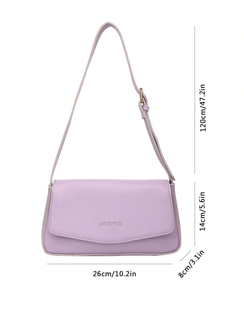 Letter Embossed Flap Square Bag Minimalist