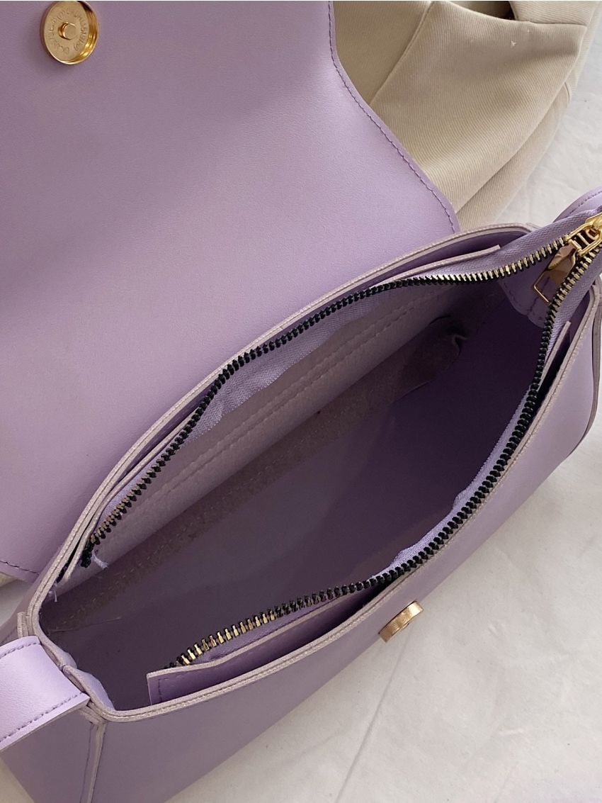 Letter Embossed Flap Square Bag Minimalist